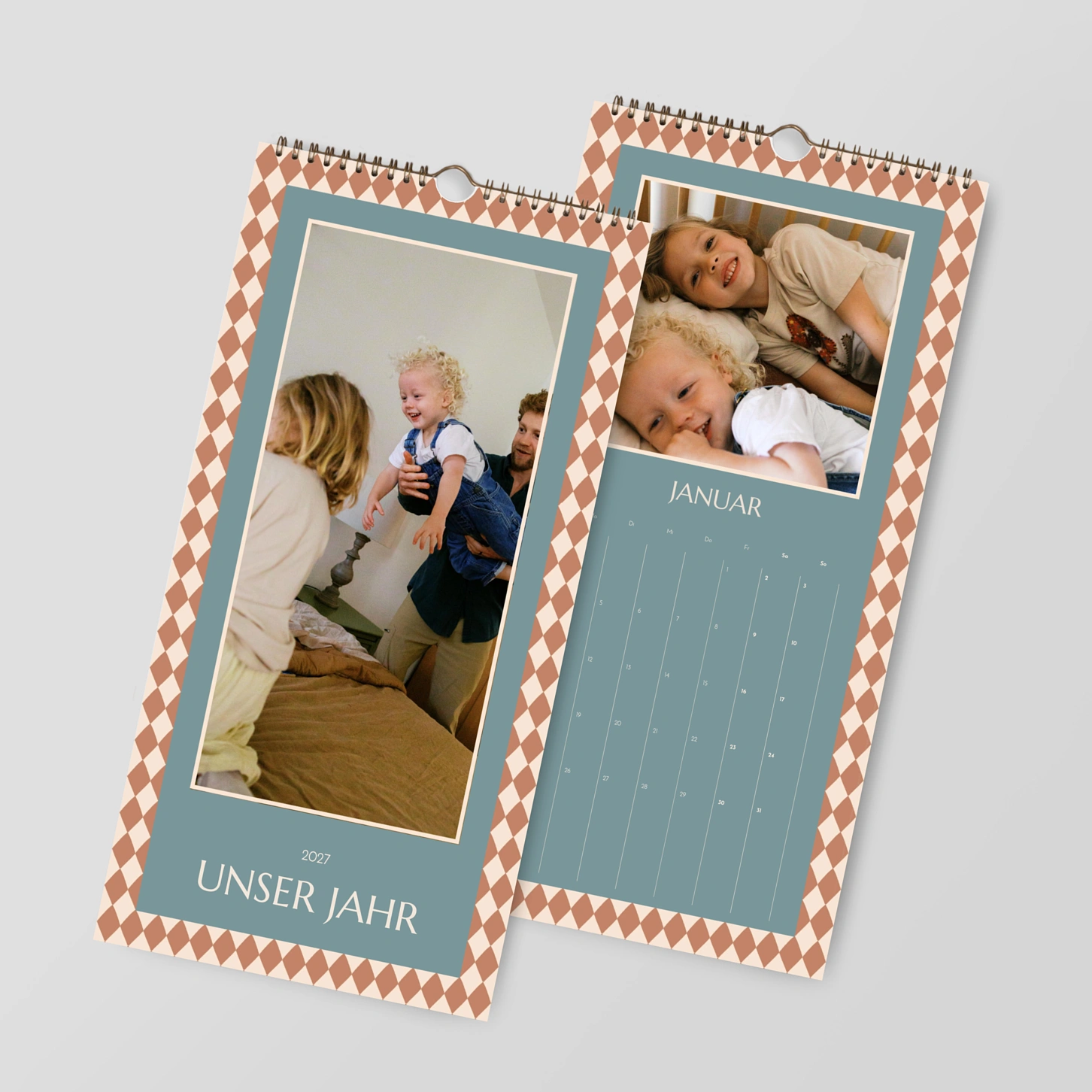 Wandkalender personalisierbare Felder Karo Chic