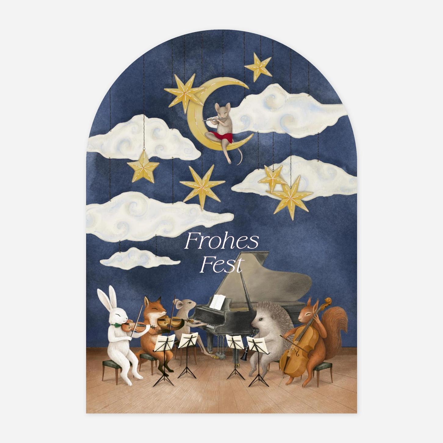 Weihnachtskarte Konzert der Tiere