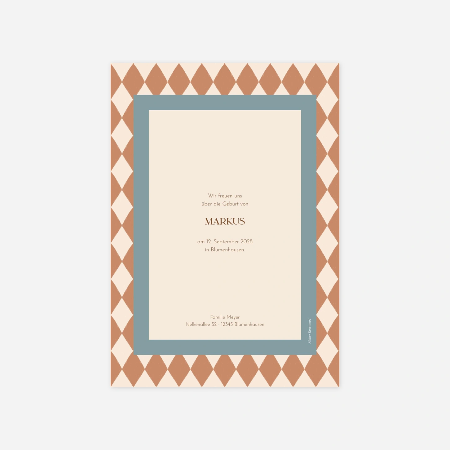 Geburtskarte Kleine Rauten