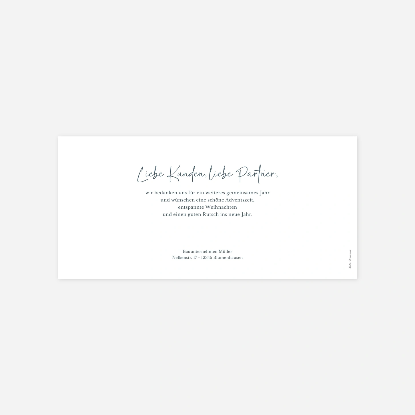 Geschäftliche Weihnachtskarte Wintercharme