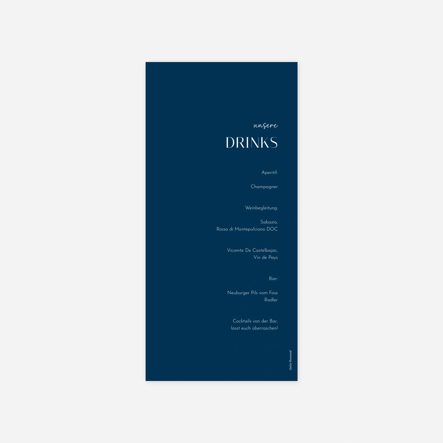 Menükarte Hochzeit Liebesrausch