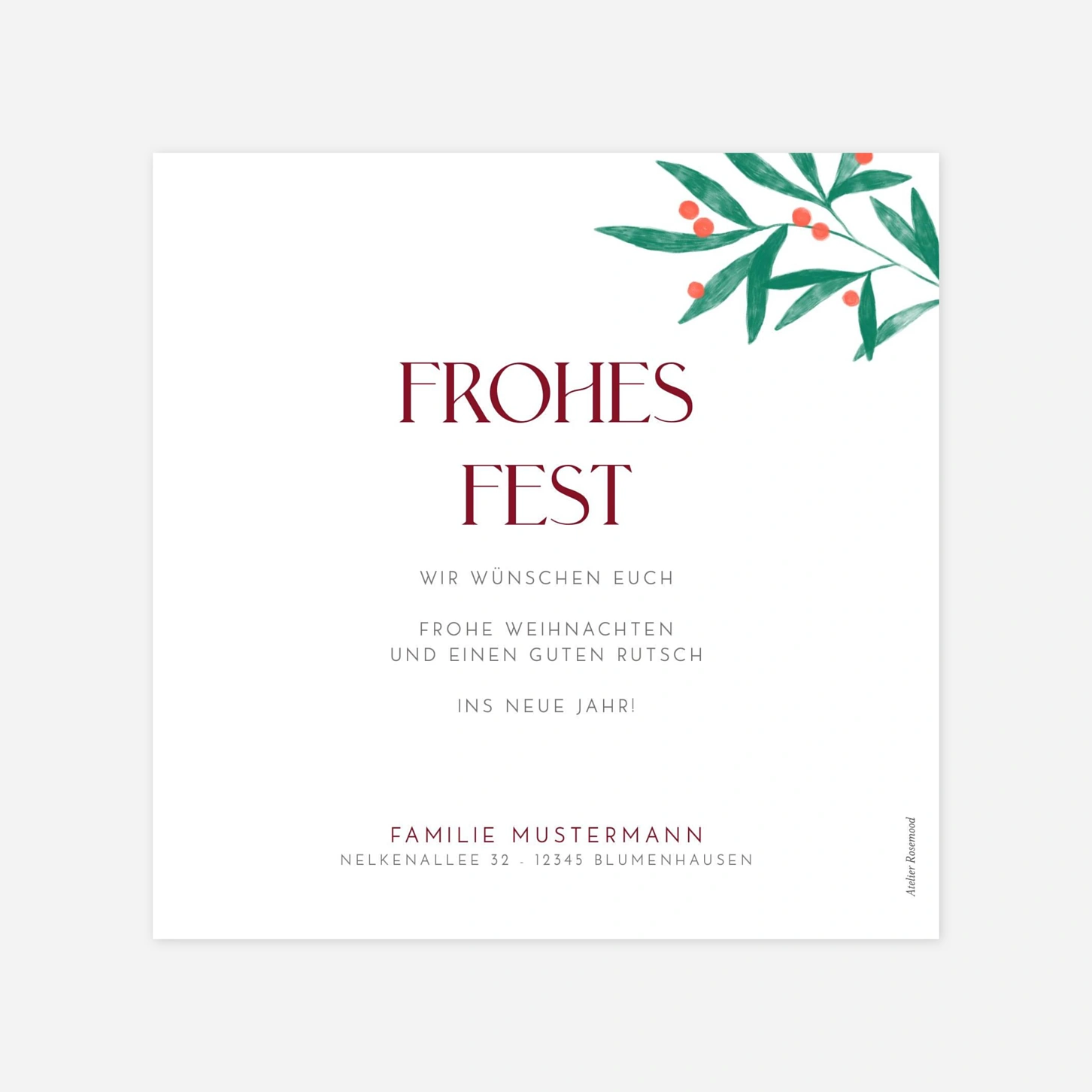 Weihnachtskarte Lorbeer