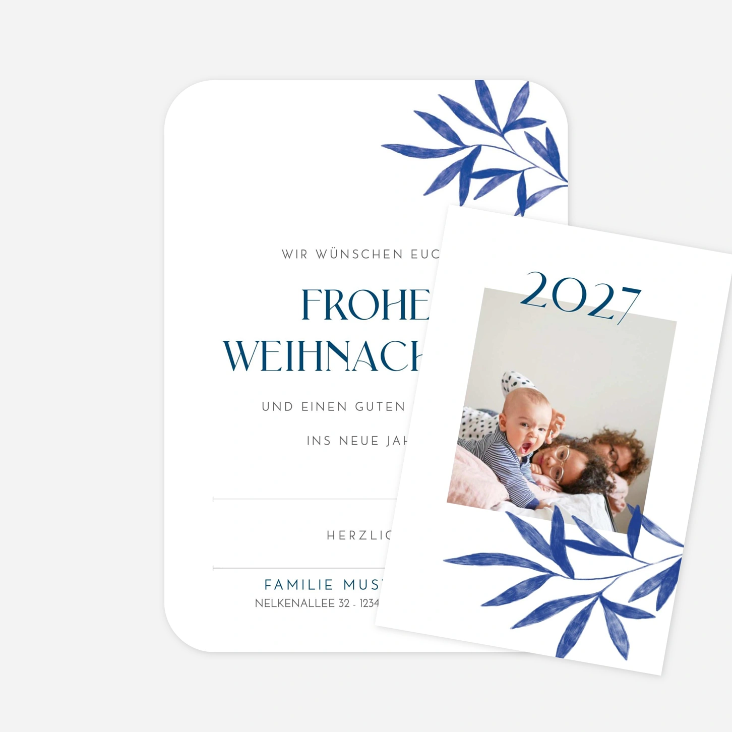 Weihnachtskarte Lorbeer