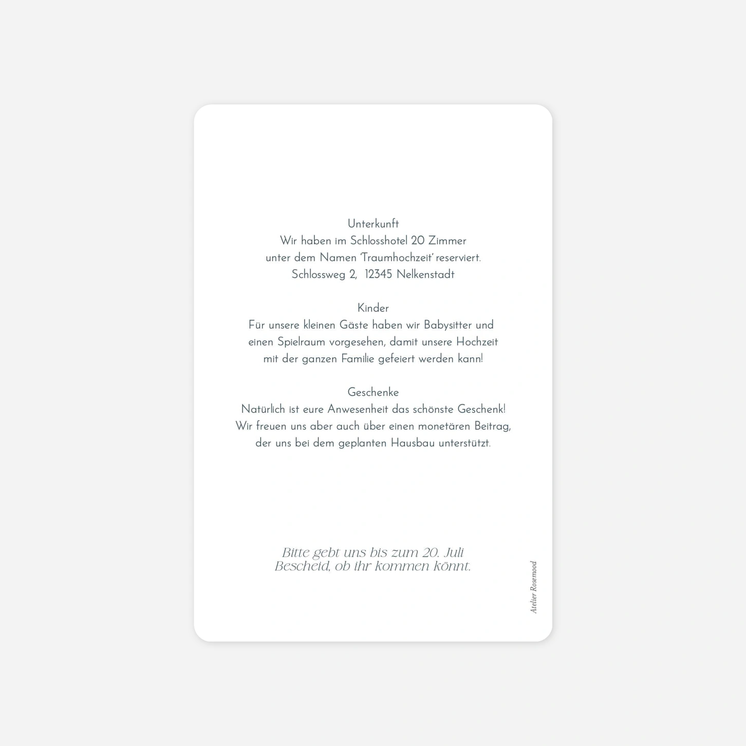 Hochzeit Mini-Einladungskarte Meeresflüstern