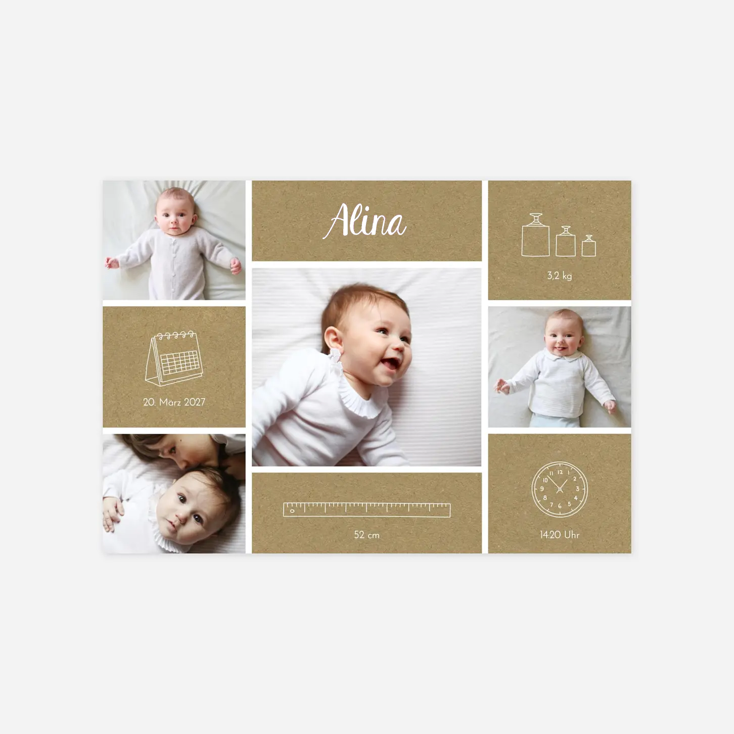 Geburtskarte Maße & Momente
