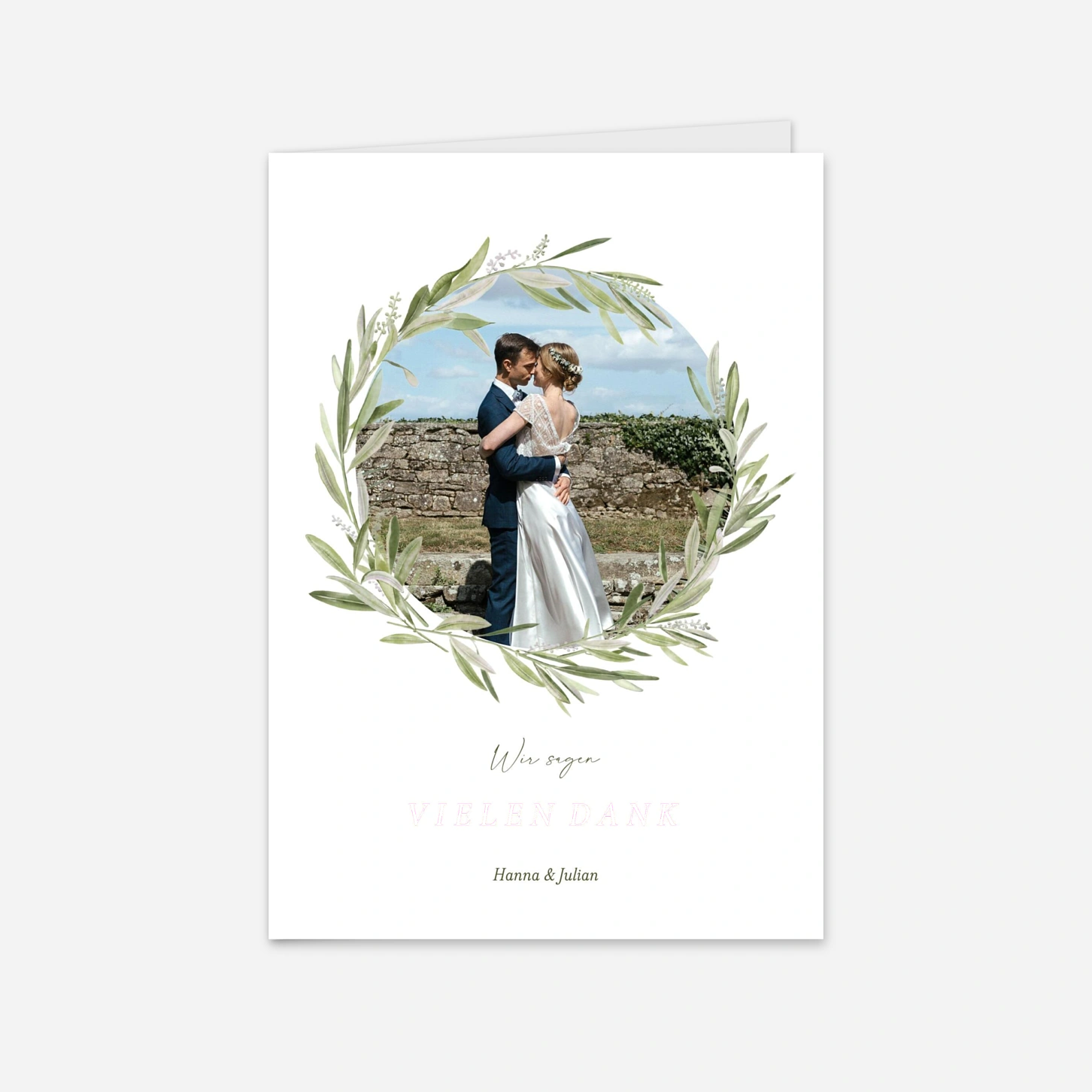Dankeskarte Hochzeit Olivenkranz