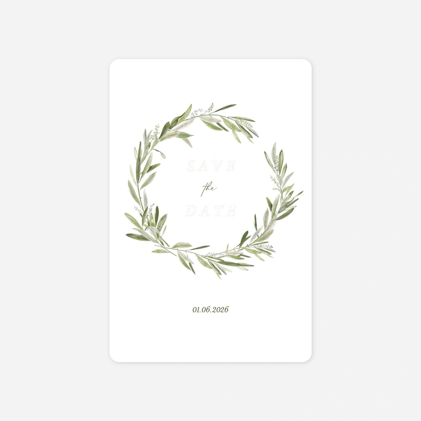 Save-the-Date Karte Olivenkranz