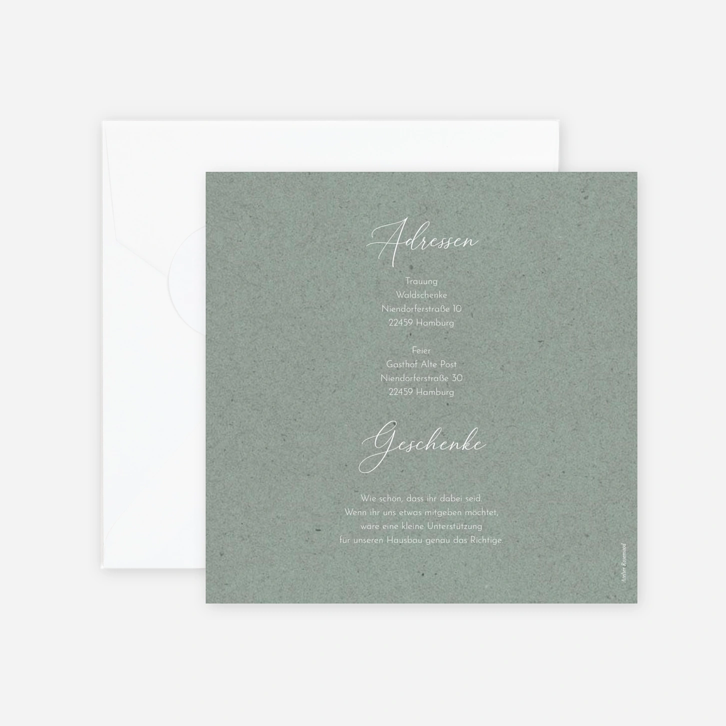 Hochzeitseinladung Zarte Papeterie