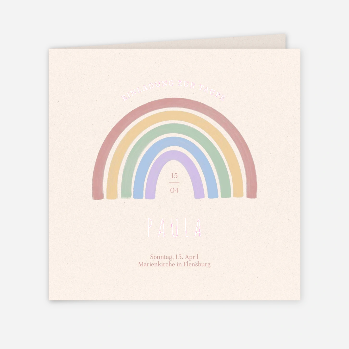 Taufeinladung Pastell-Regenbogen