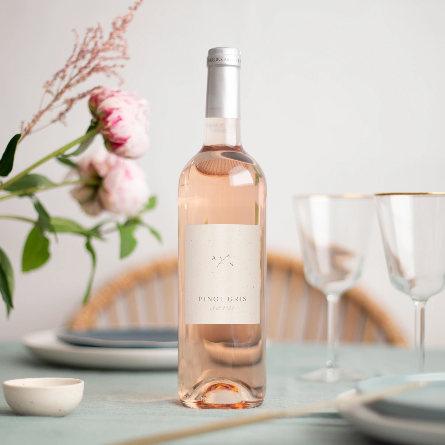 Flaschenetikett Hochzeit Passepartout