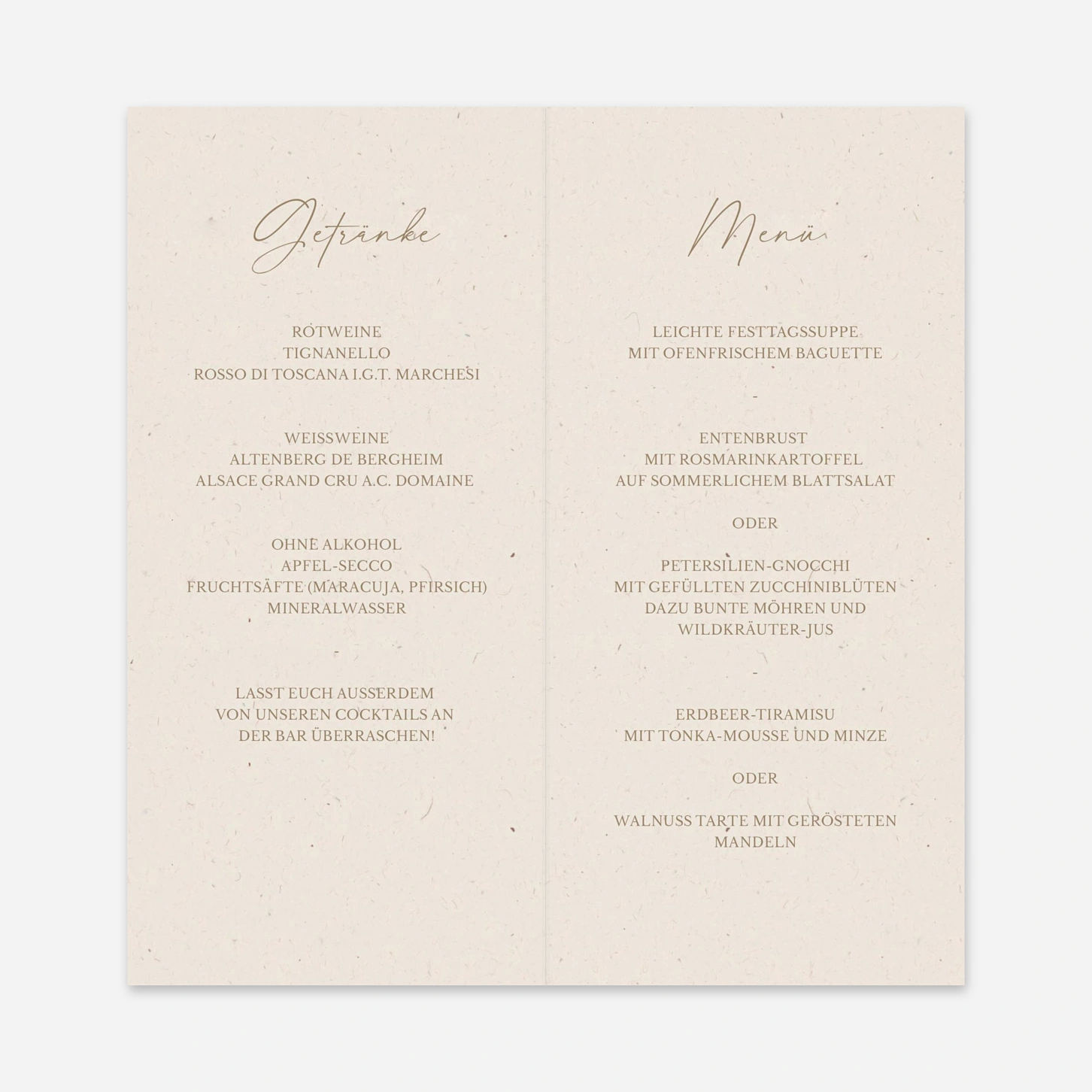 Menükarte Hochzeit Passepartout