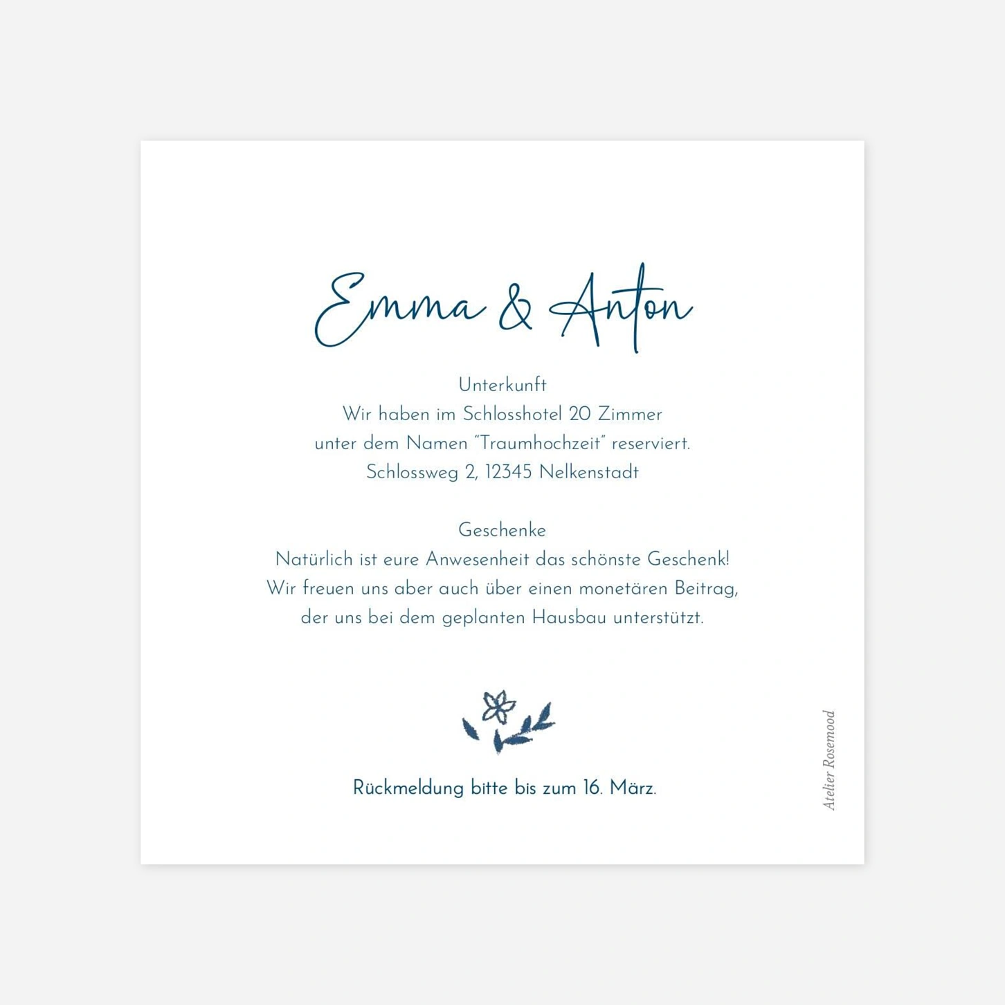Hochzeit Mini-Einladungskarte Pavillion