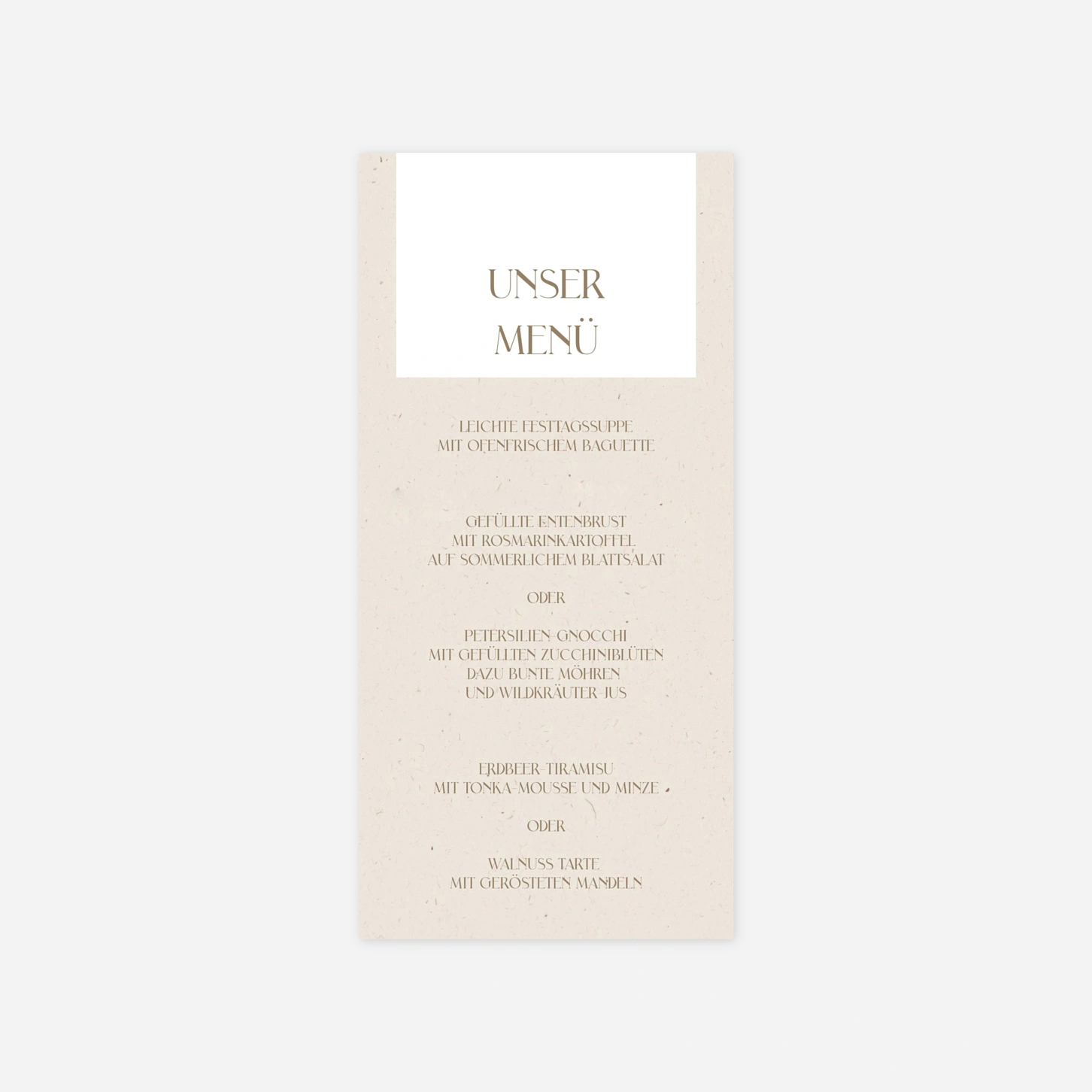 Menükarte Hochzeit Puristische Eleganz