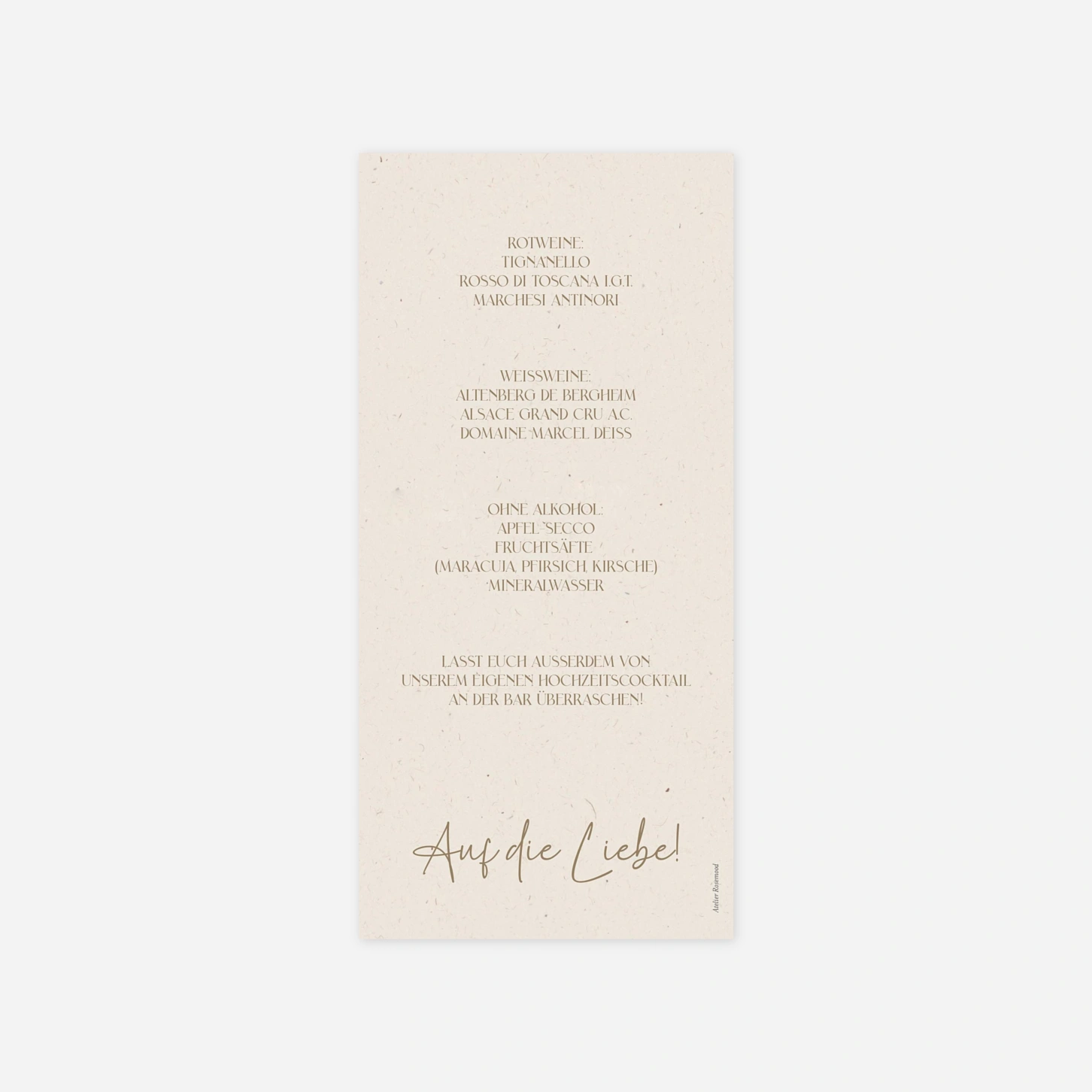 Menükarte Hochzeit Puristische Eleganz