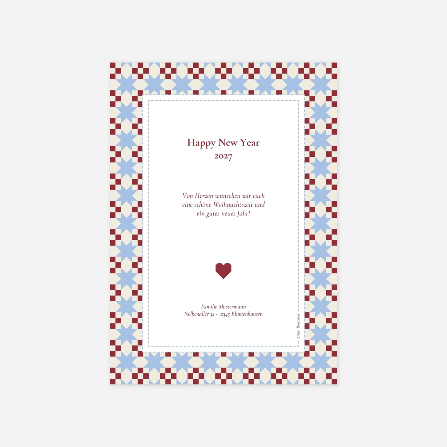 Weihnachtskarte Patchwork-Sterne