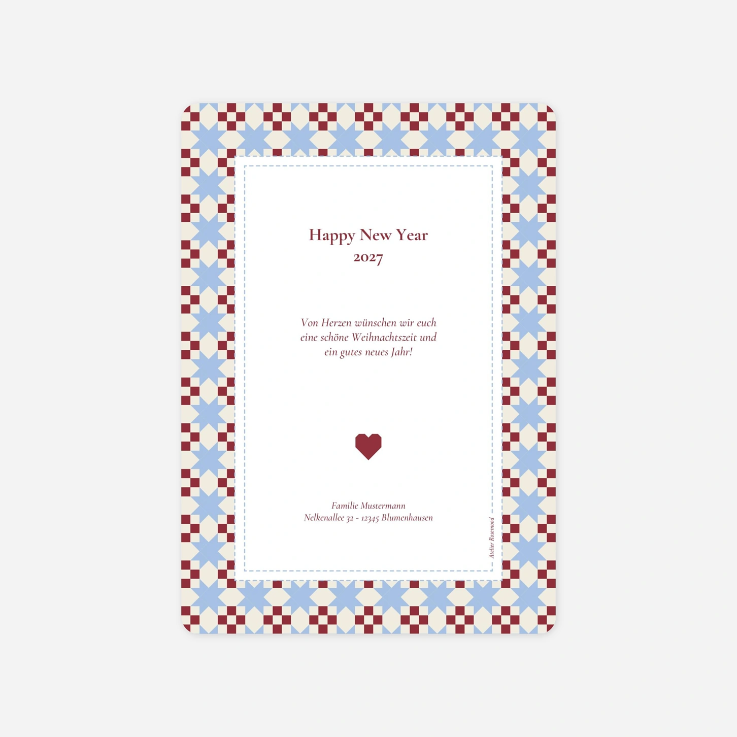 Weihnachtskarte Patchwork-Sterne