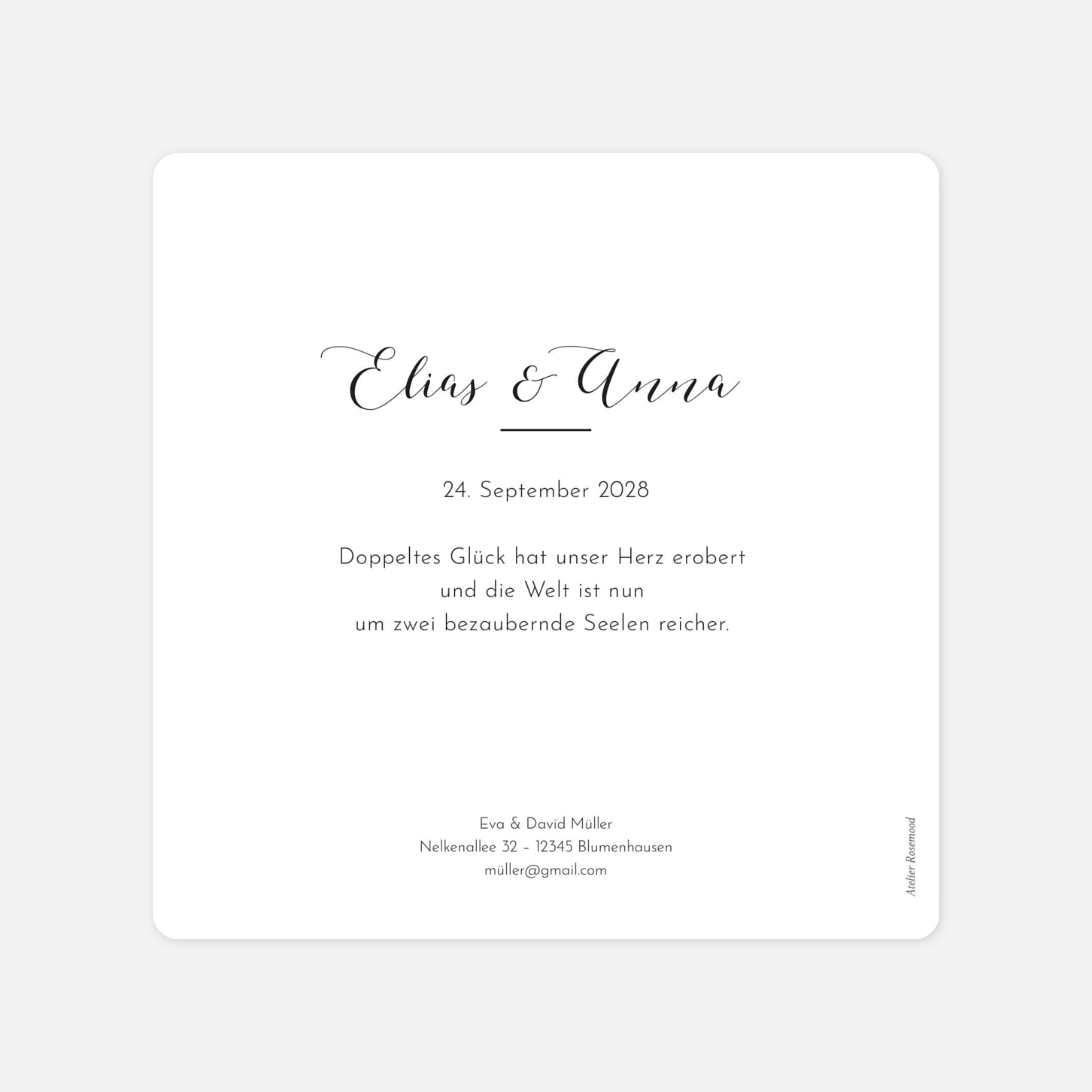 Zwillingskarte Raffinesse Fotos