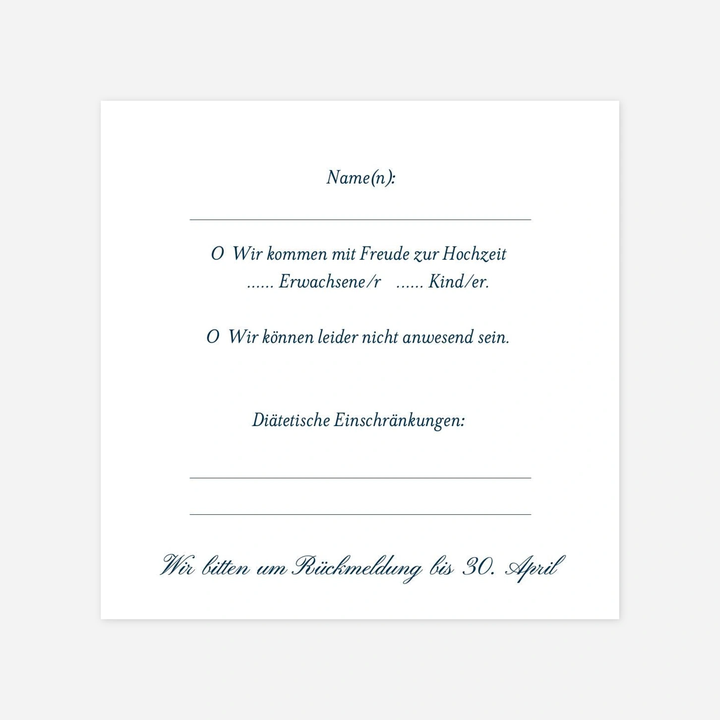Antwortkarte Hochzeit Ritus