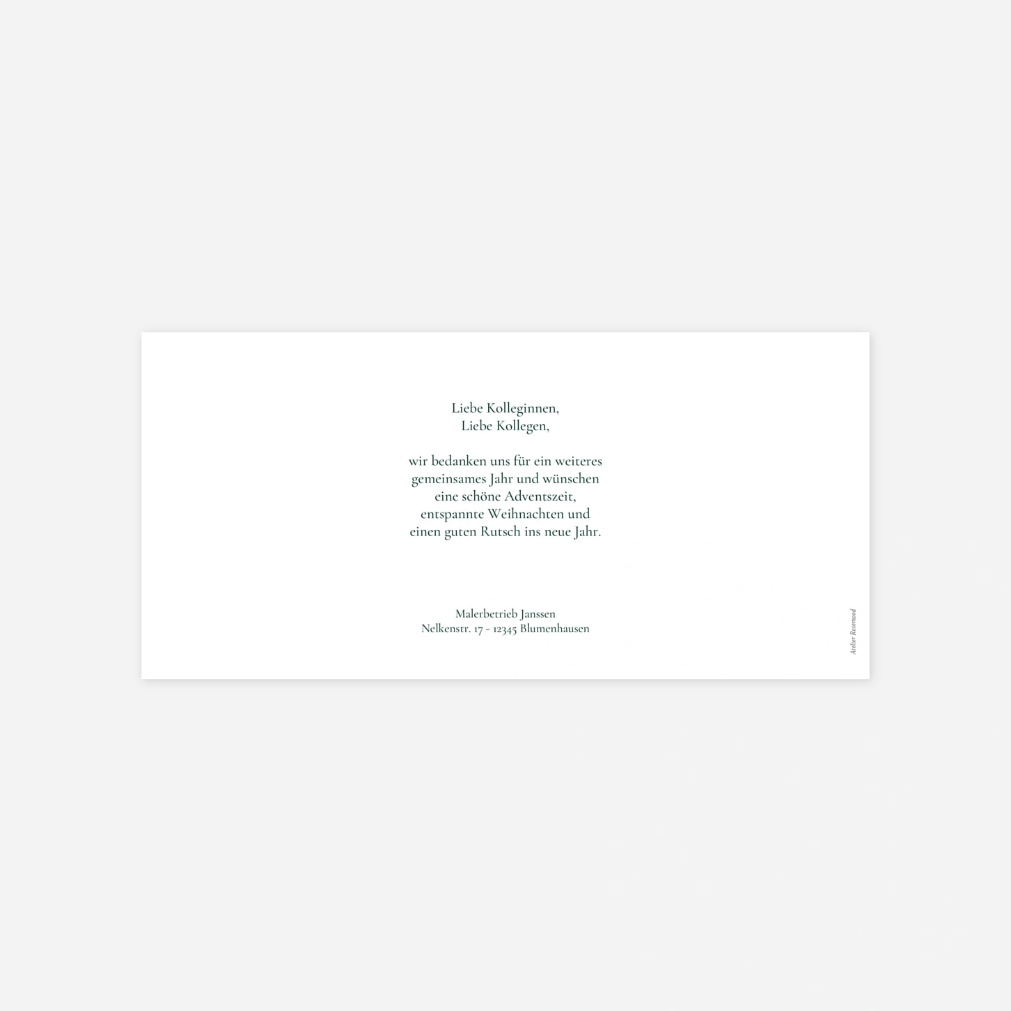 Geschäftliche Weihnachtskarte Samtglanz