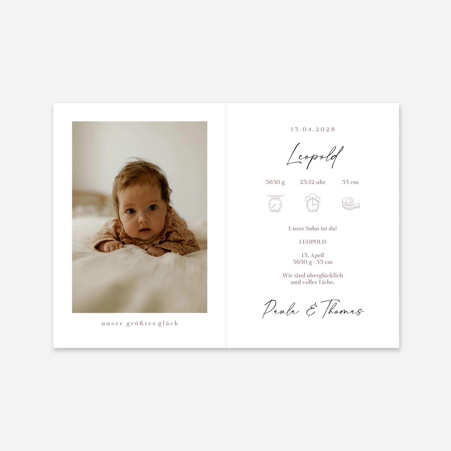 Geburtskarte Reines Glück