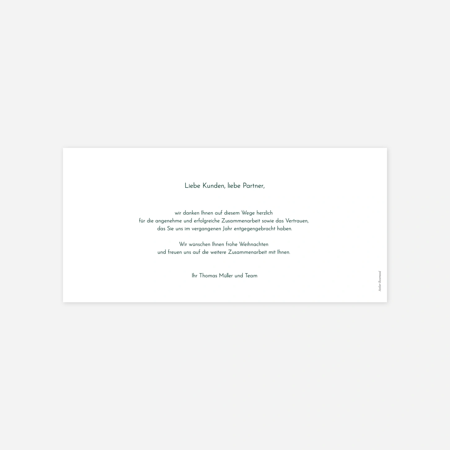 Geschäftliche Weihnachtskarte Stiller Glanz