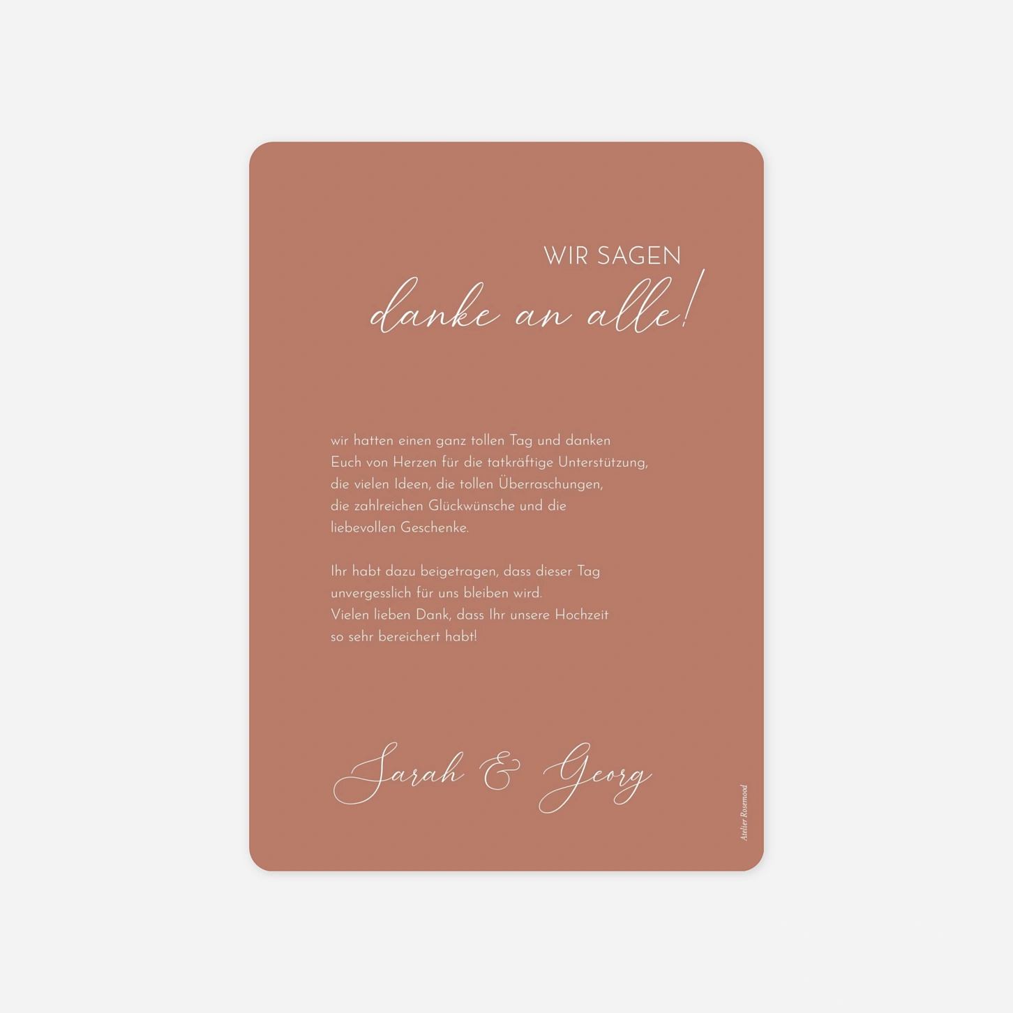 Dankeskarte Hochzeit Schlichte Zweisamkeit