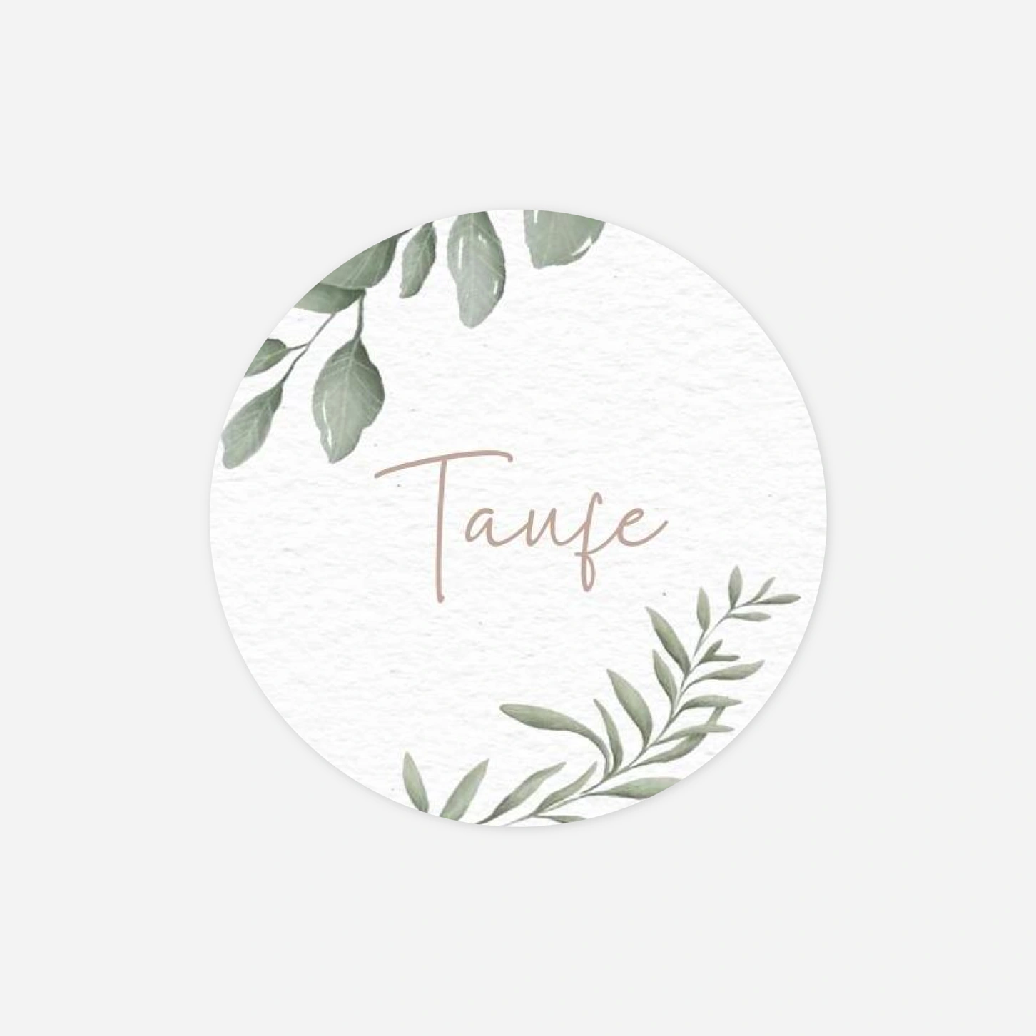 Aufkleber Taufe Greenery Symbols