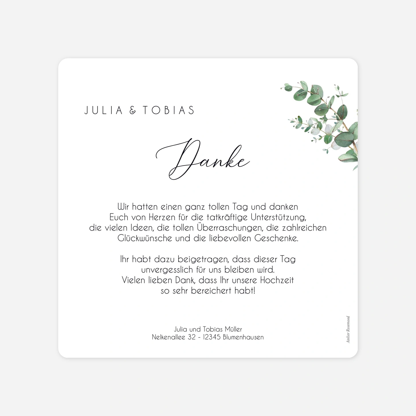 Dankeskarte Hochzeit Schlichtes Grün