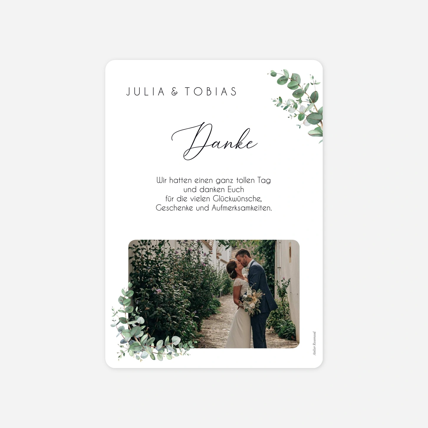 Dankeskarte Hochzeit Schlichtes Grün