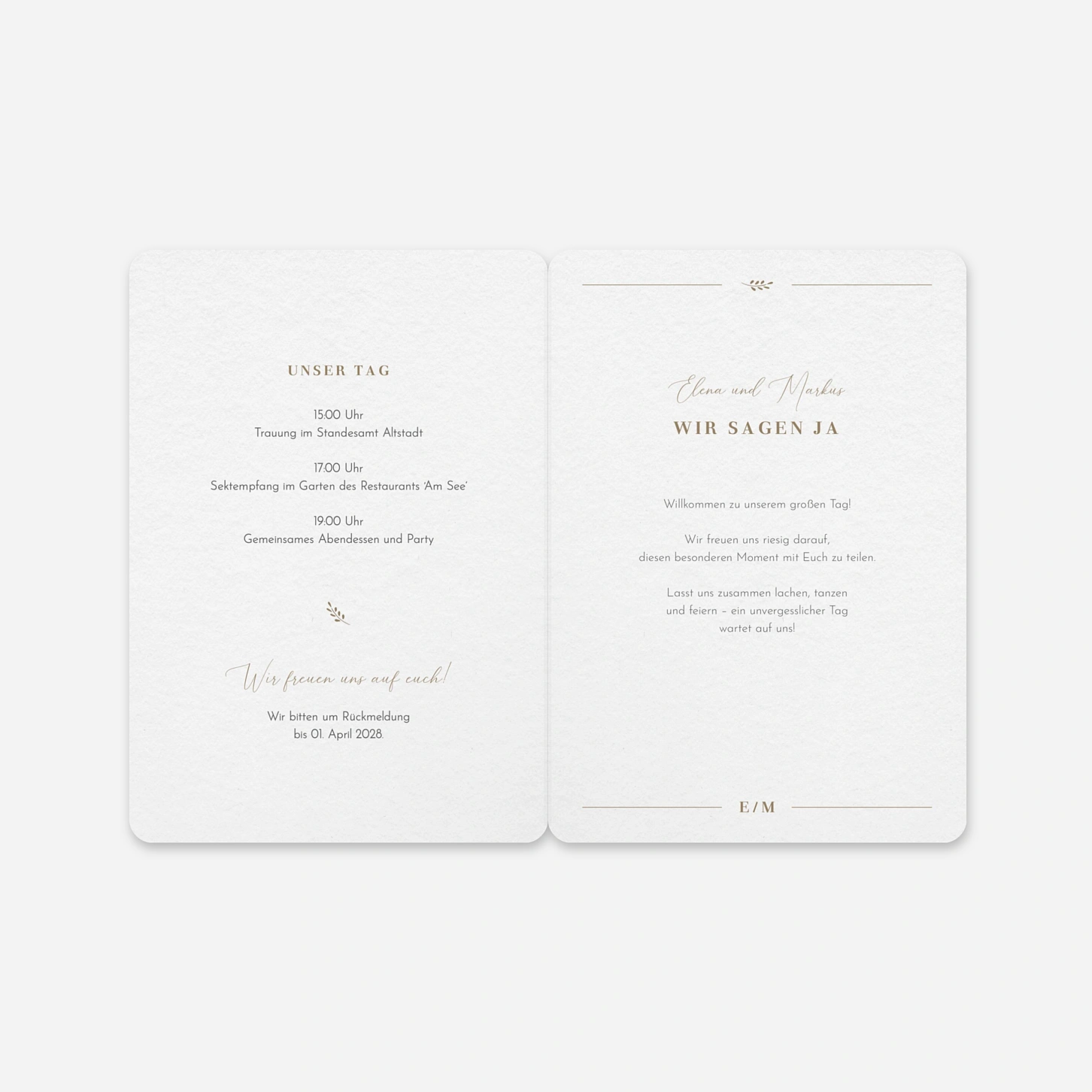 Hochzeitseinladung Schlichte Harmonie