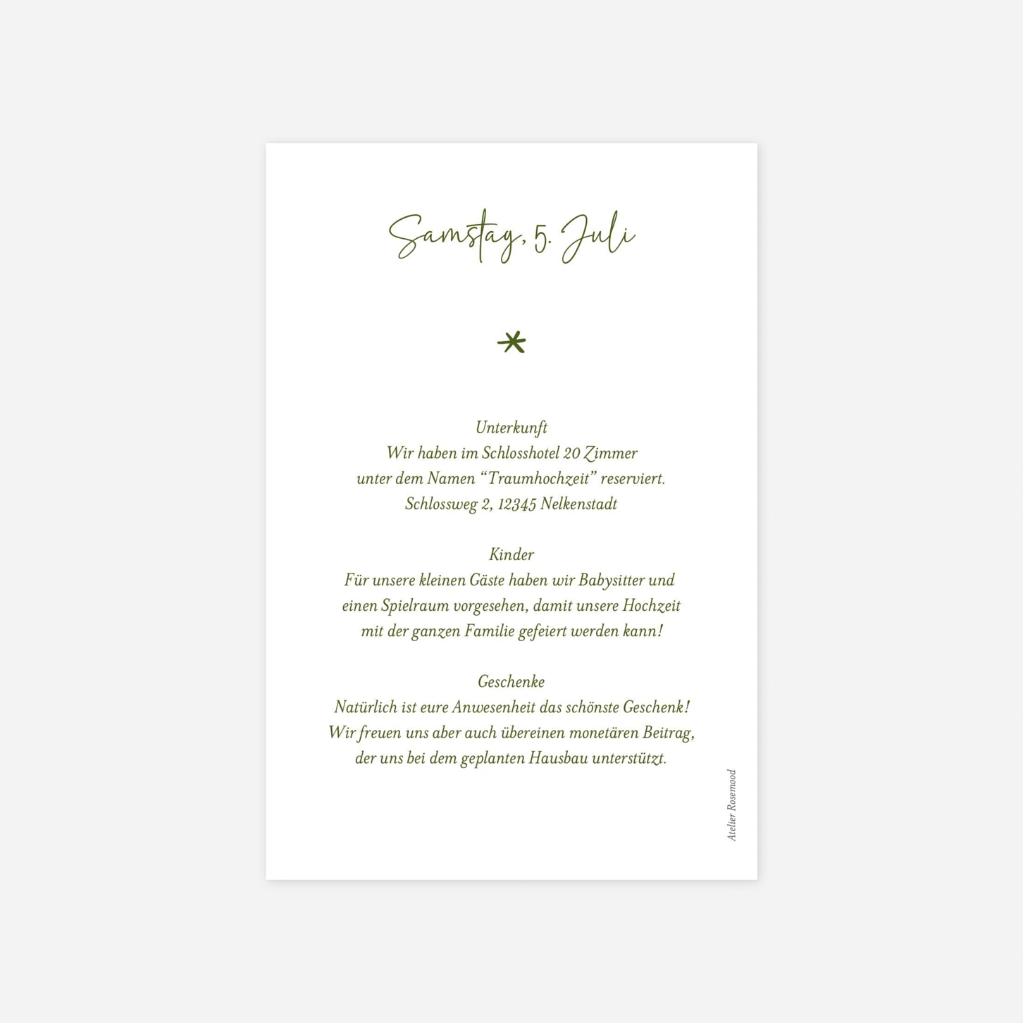 Hochzeit Mini-Einladungskarte Silvano