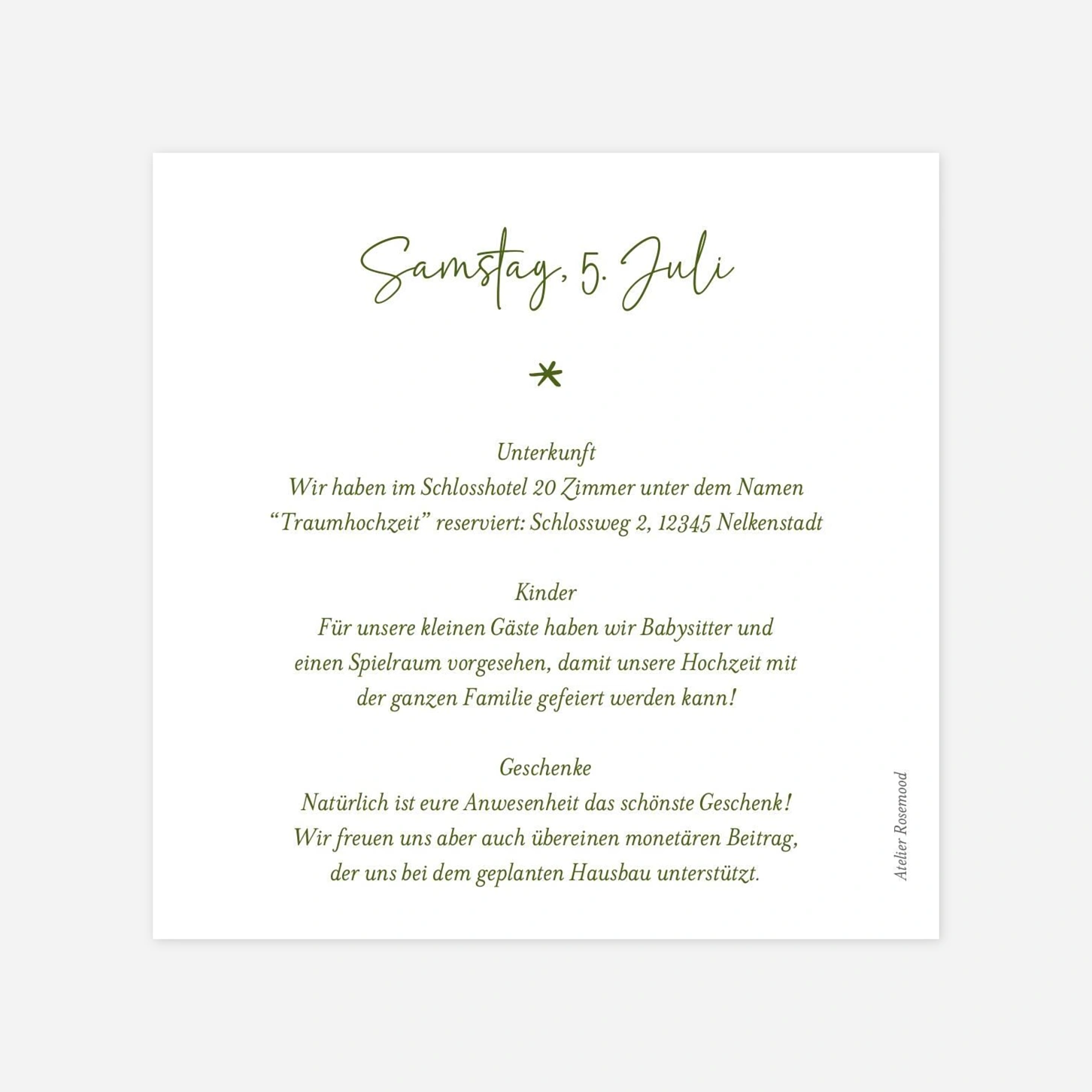 Hochzeit Mini-Einladungskarte Silvano