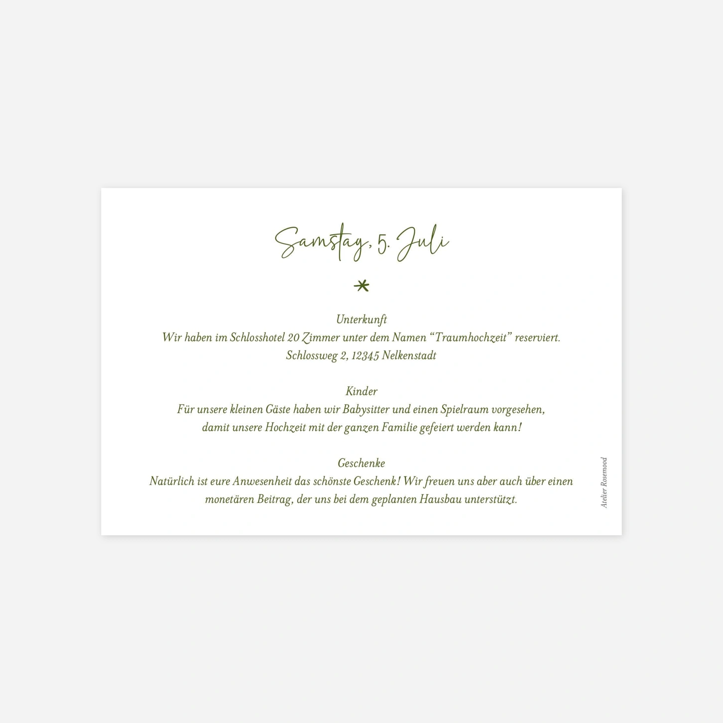 Hochzeit Mini-Einladungskarte Silvano