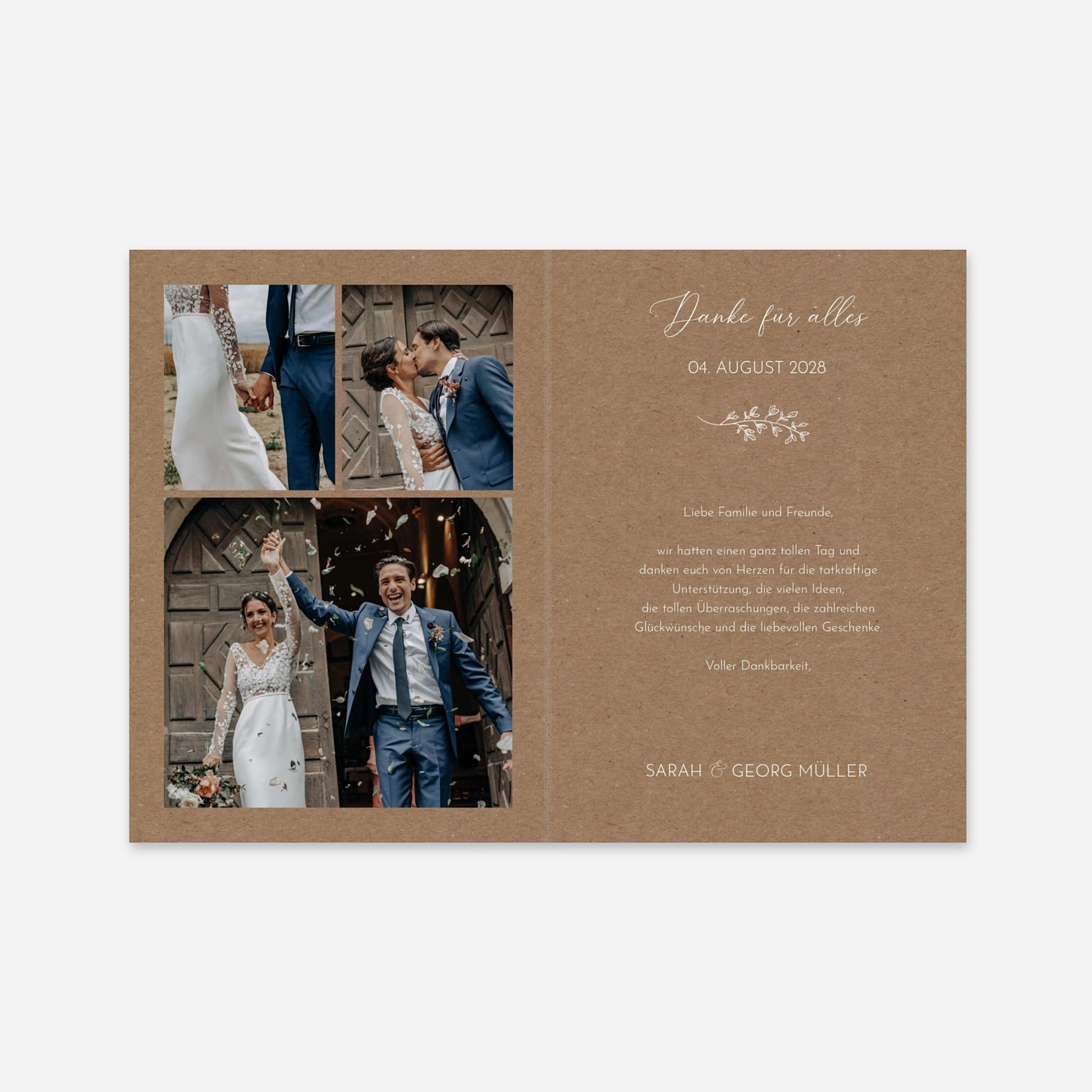 Dankeskarte Hochzeit Sanfte Romanze
