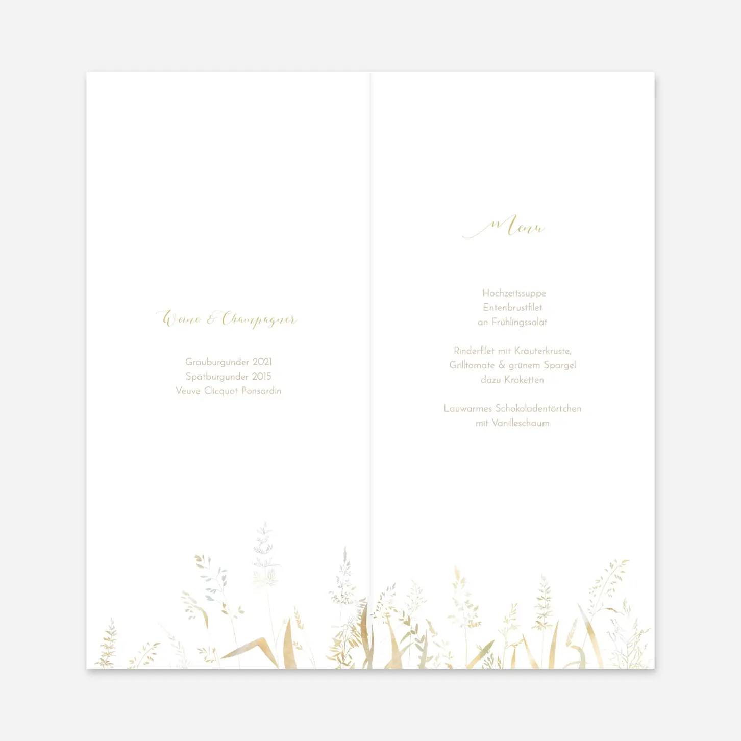 Menükarte Hochzeit Sommerwiese