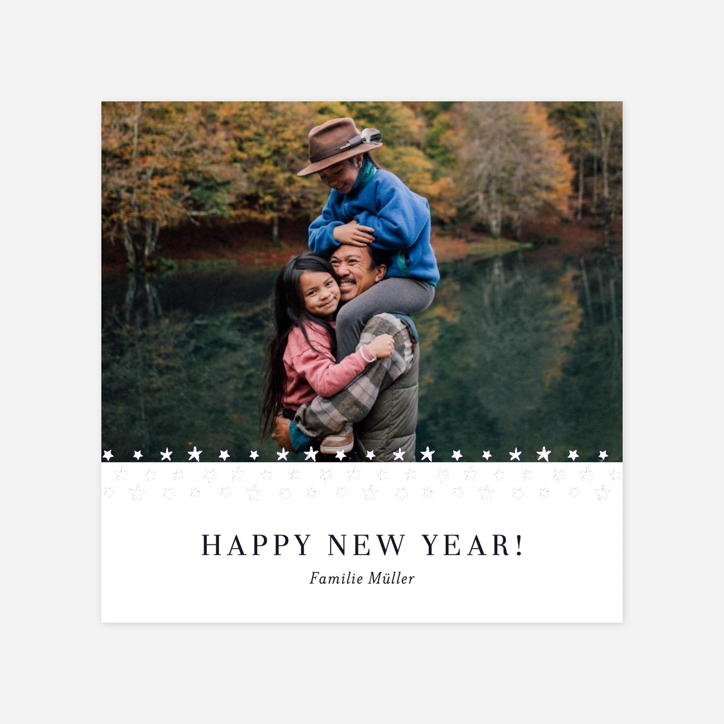 Weihnachtskarte Sternenband beidseitig