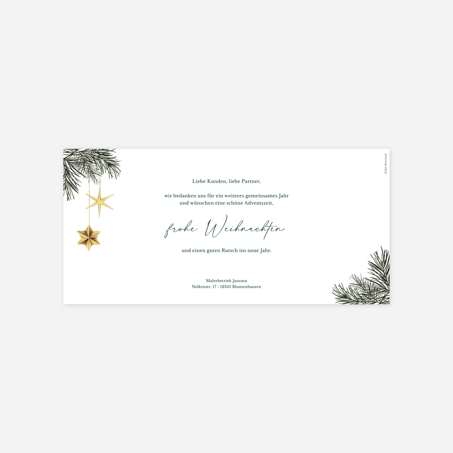 Geschäftliche Weihnachtskarte Leise Sterne