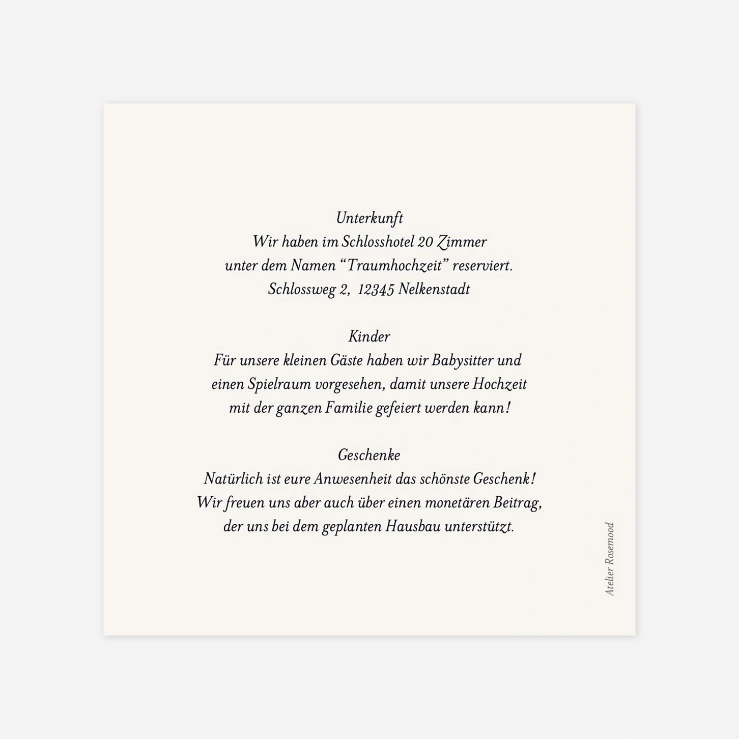 Hochzeit Mini-Einladungskarte Schatulle