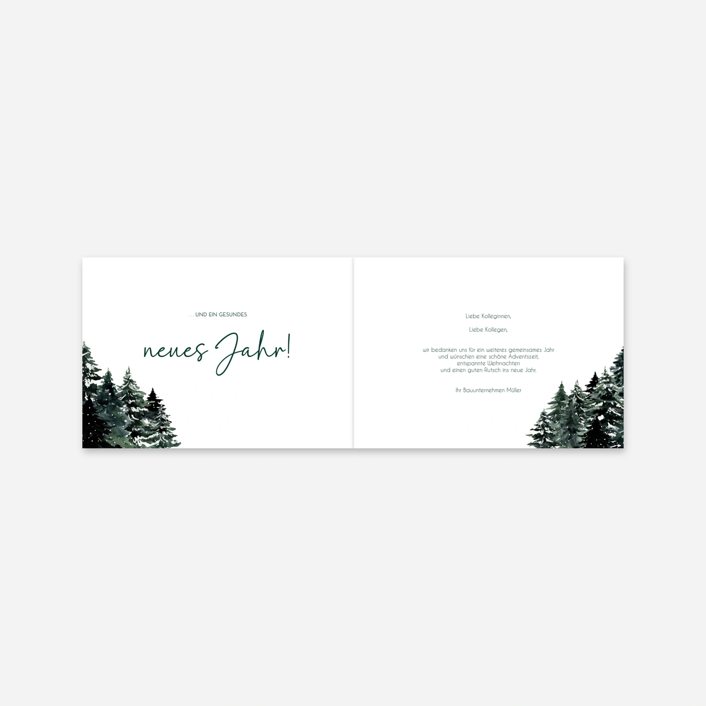 Geschäftliche Weihnachtskarte Tannenstille