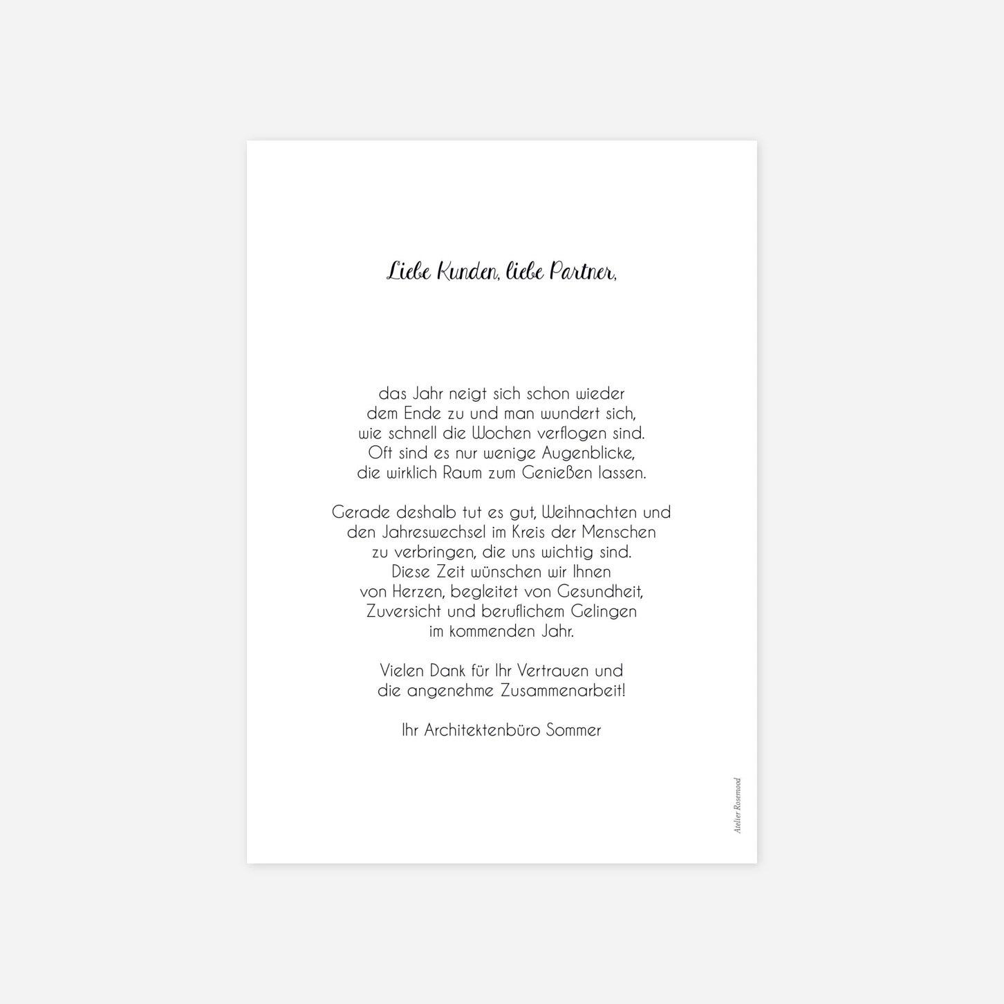 Geschäftliche Weihnachtskarte Silent Pines