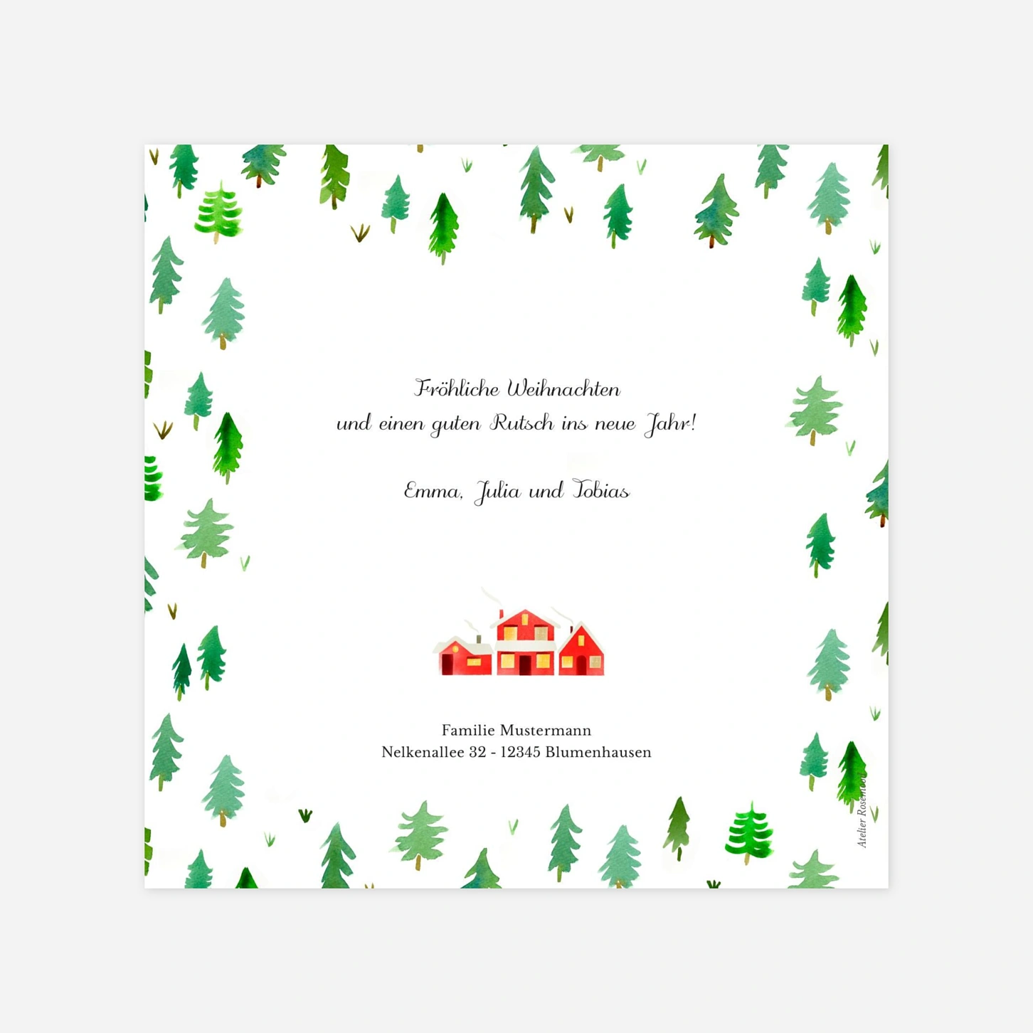 Weihnachtskarte Tannenwald