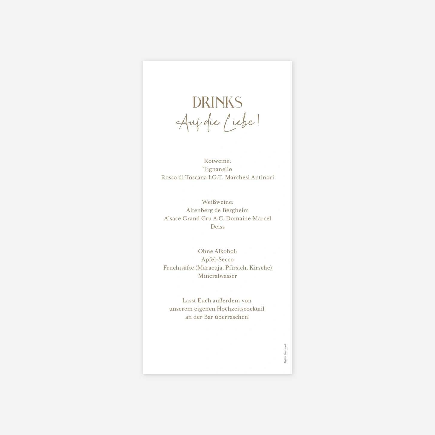 Menükarte Hochzeit Tag der Liebe