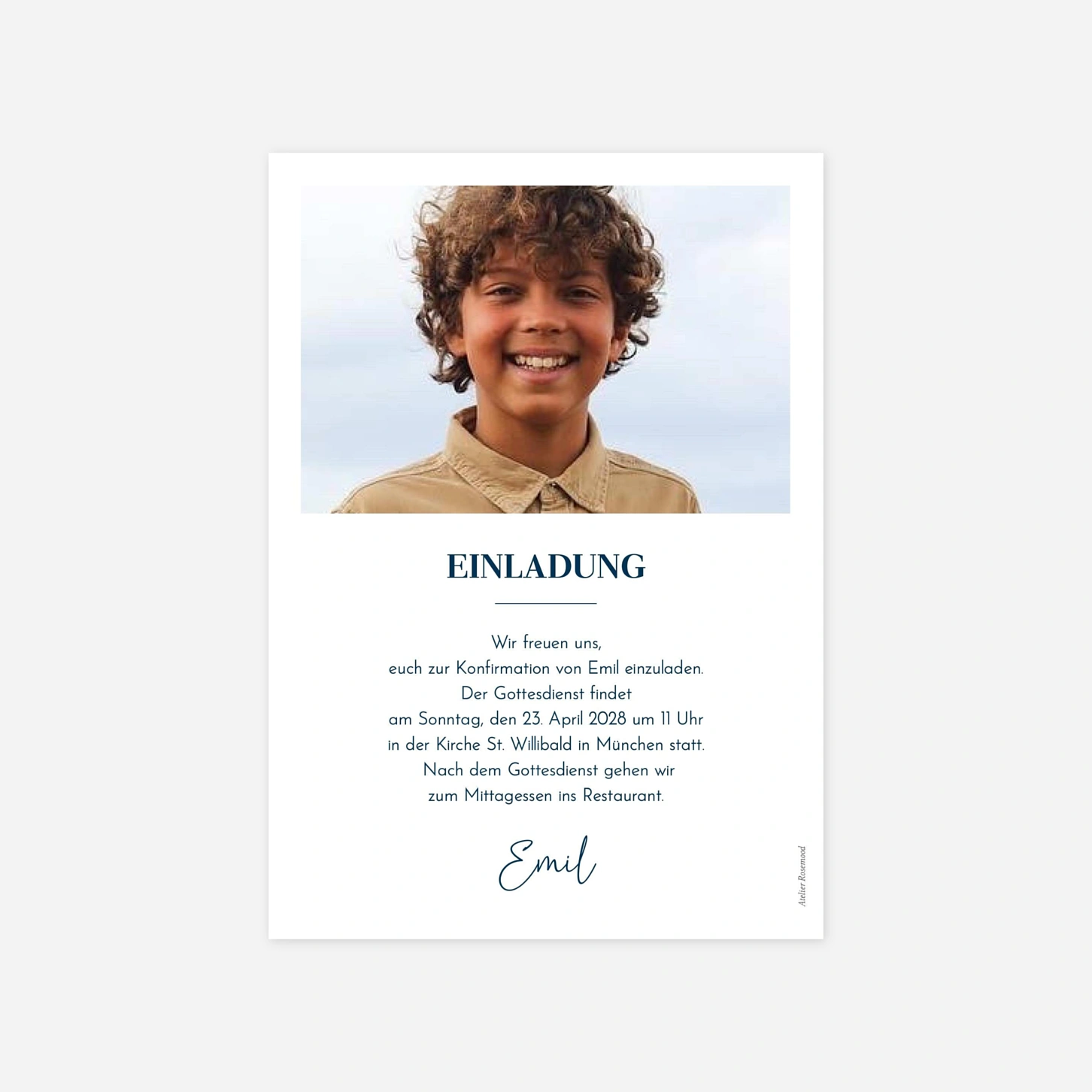Konfirmationseinladung Typografie