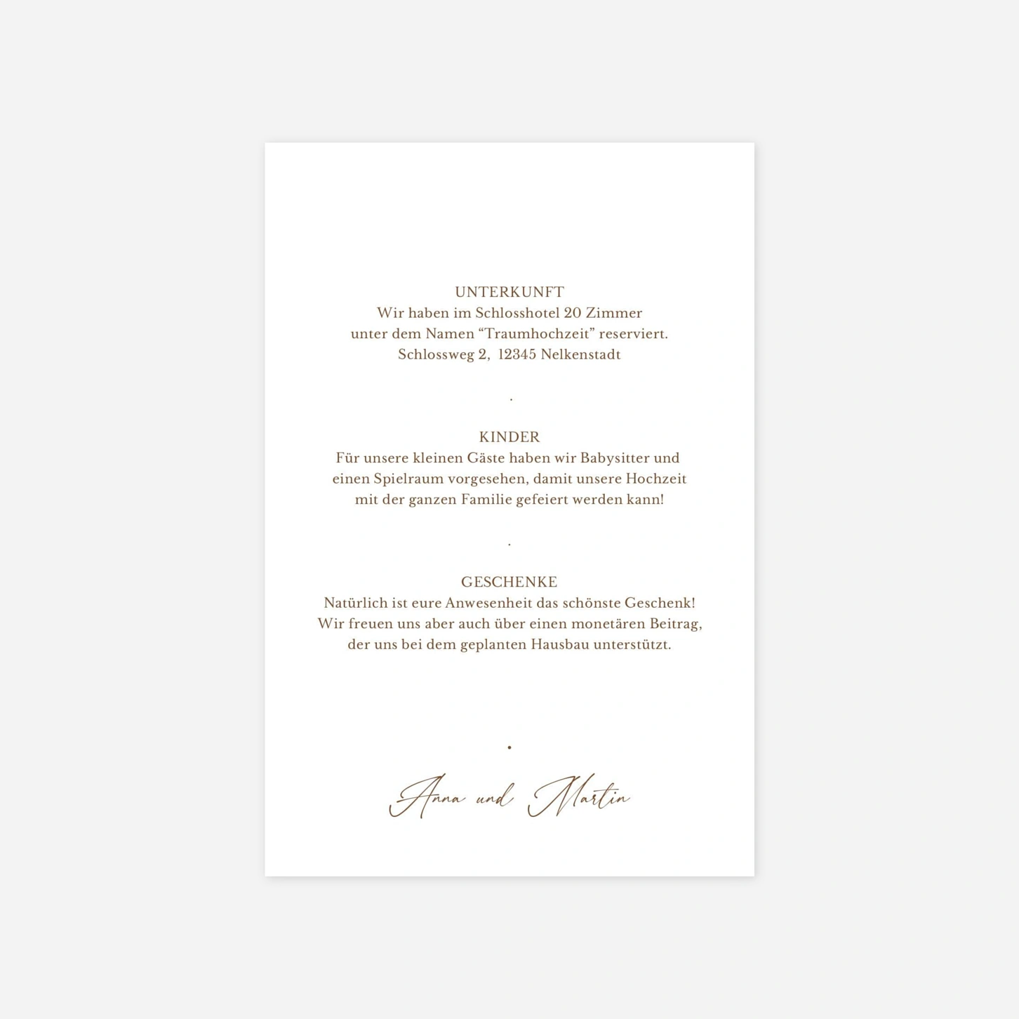 Hochzeit Mini-Einladungskarte Verwebt