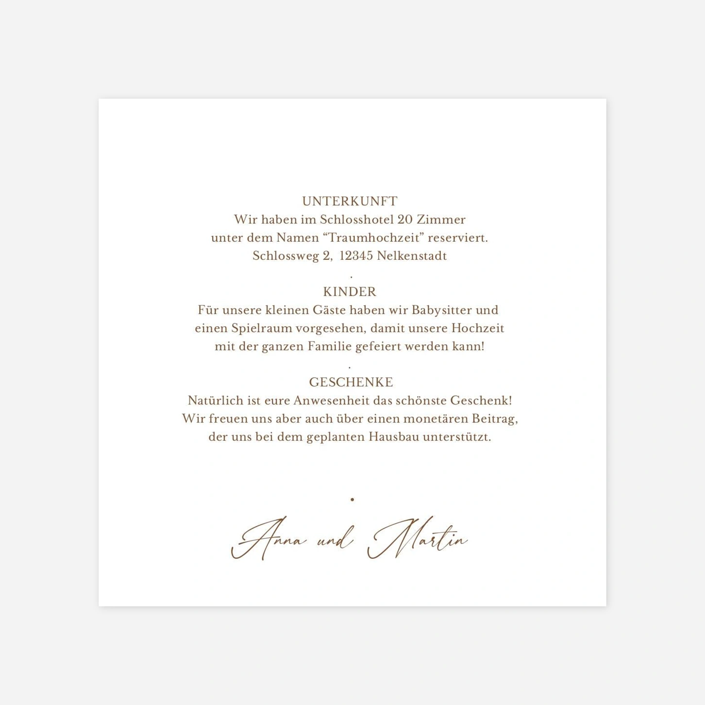 Hochzeit Mini-Einladungskarte Verwebt