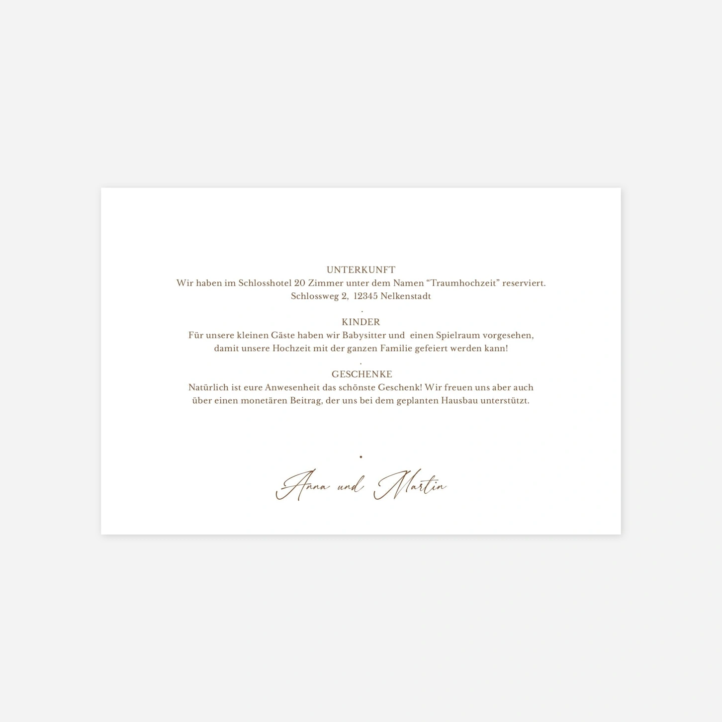 Hochzeit Mini-Einladungskarte Verwebt