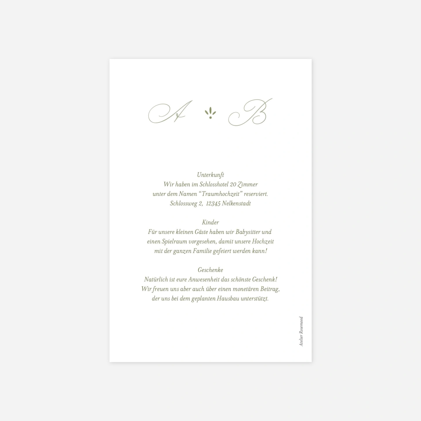 Hochzeit Mini-Einladungskarte Vintage Romanze