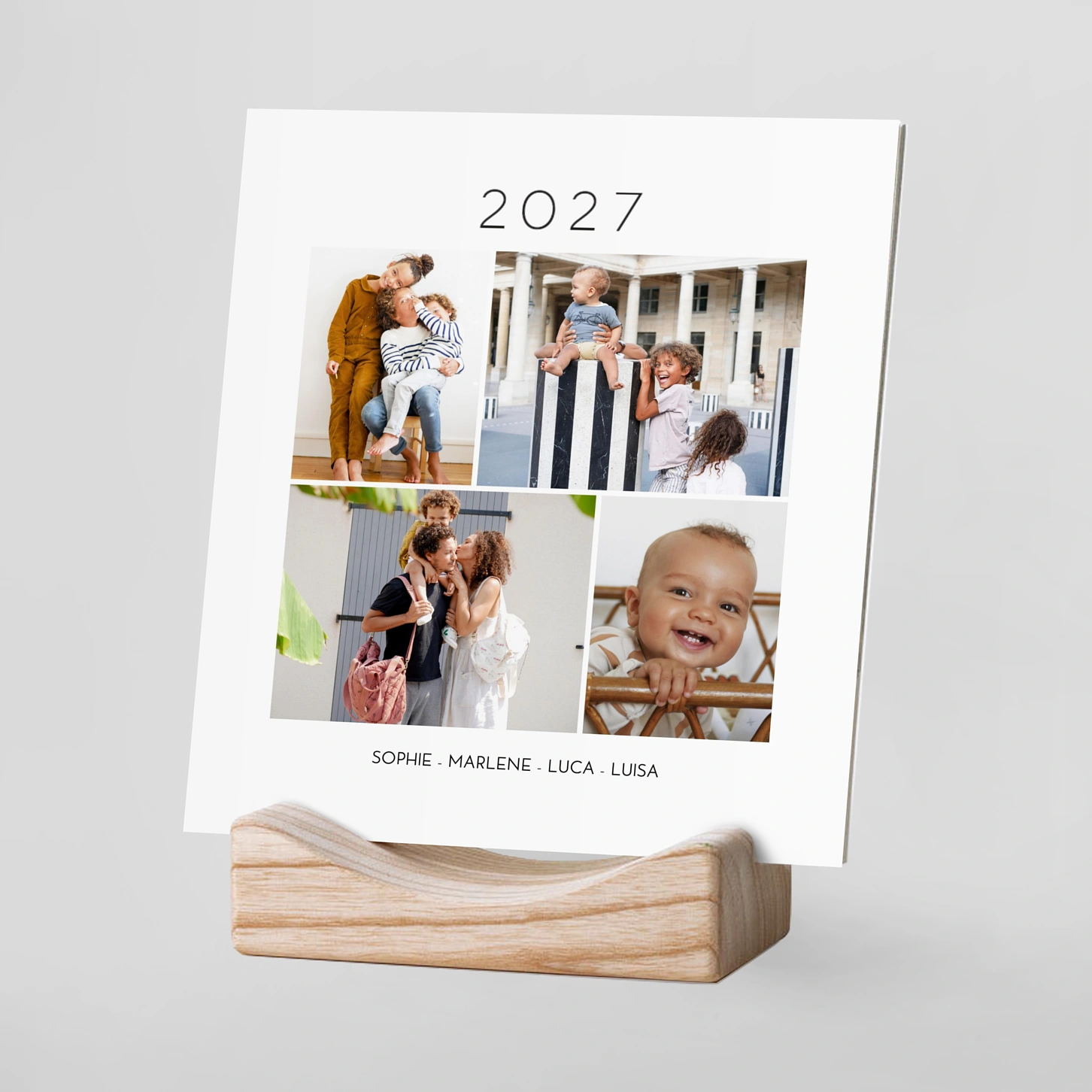 Tischkalender mit Holzfuß Wertwolle Momente