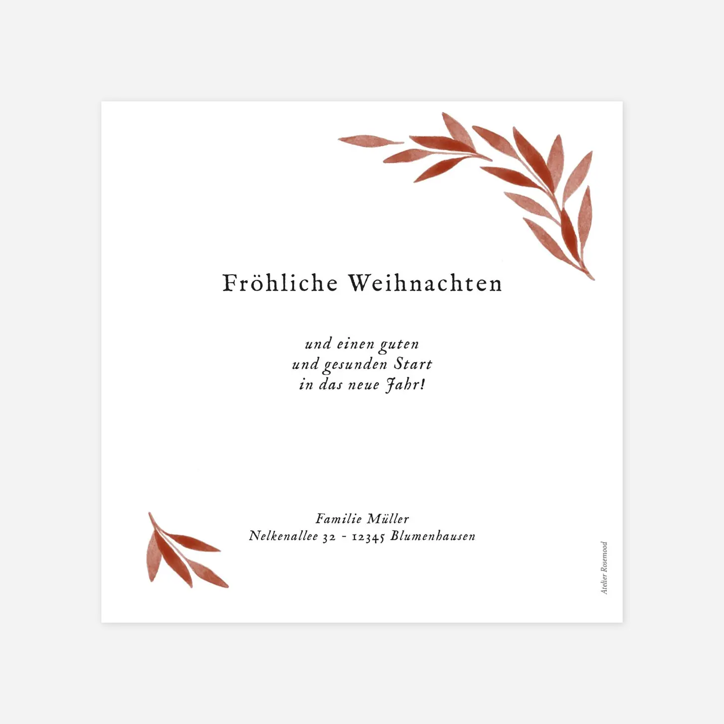 Weihnachtskarte Zarte Blätter