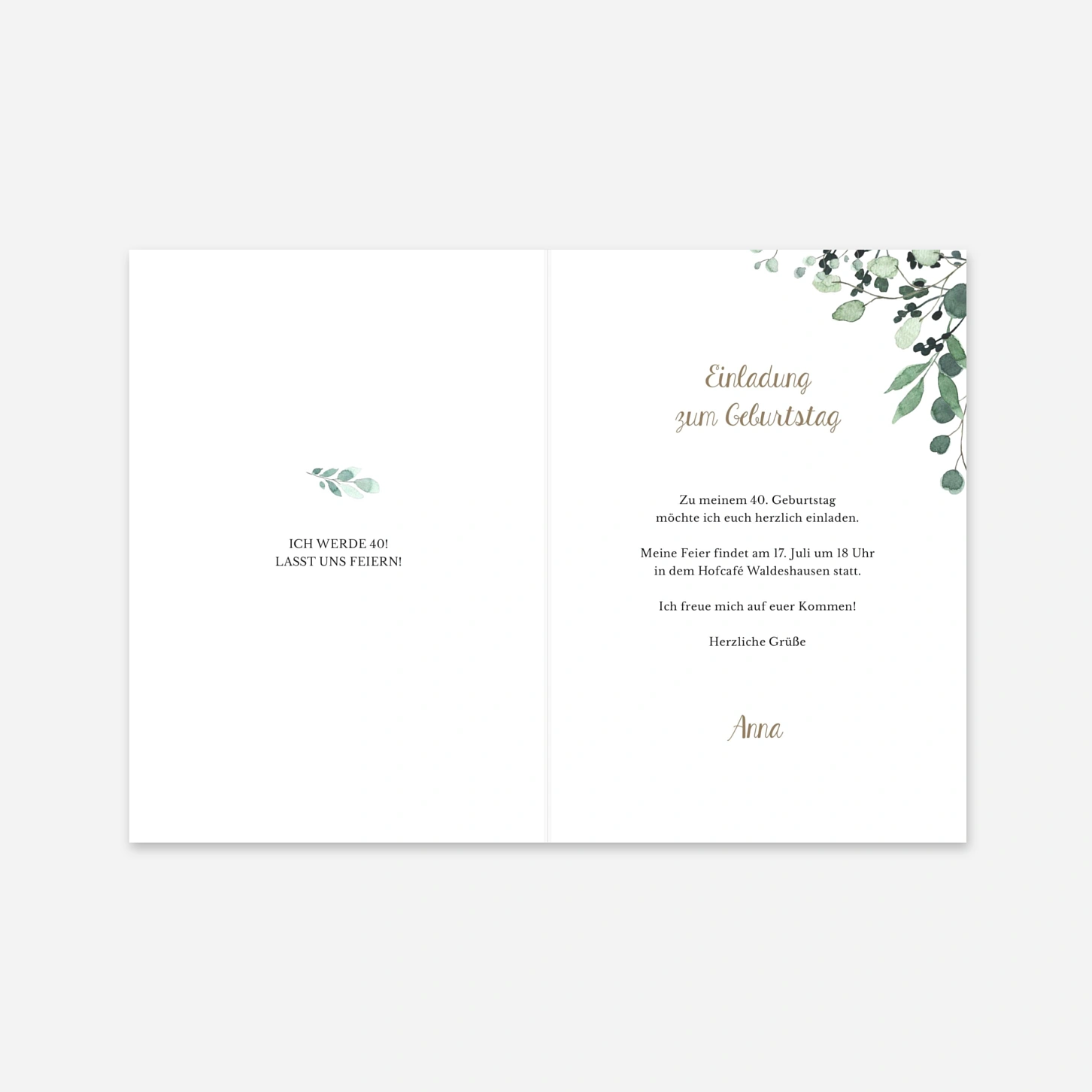 Geburtstagseinladung Zartes Blattwerk